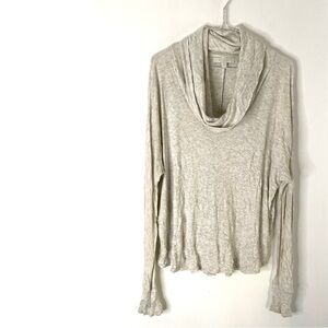 eri + ali Ribbed Cowl Neck Dolman Long Sleeve Stretch Pullover Top Light Grey